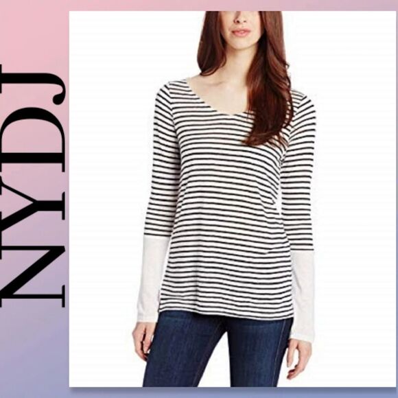 NWT NYDJ WOMEN'S STRIPED LONG SLEEVE TOP LARGE - Picture 1 of 6